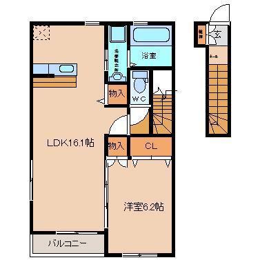 ルミノーソ(1LDK/2階)の間取り写真