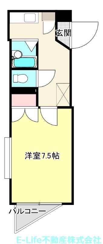 オリエントハイムII神水(1K/1階)の間取り写真