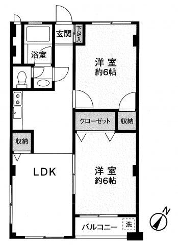 逗子コーポラス(2LDK/3階)の間取り写真