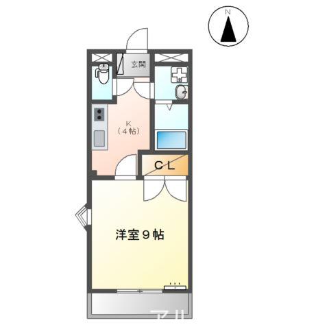 向学ハイツ歓(1K/2階)の間取り写真