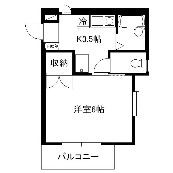 サンハイム寺川(1K/2階)の間取り写真