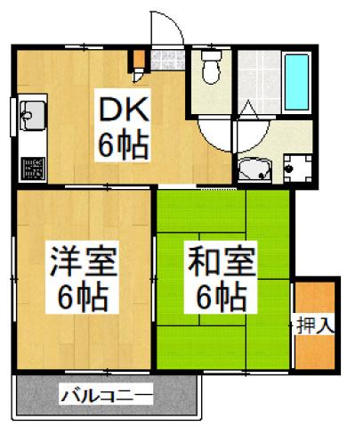 さかえコーポ(2DK/2階)の間取り写真