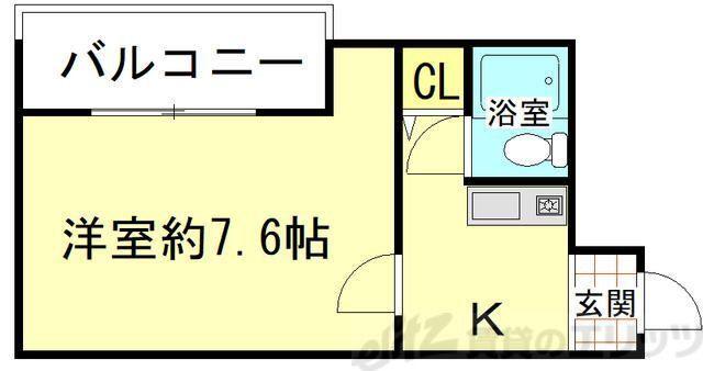 ロイヤル摂津D棟(1K/3階)の間取り写真
