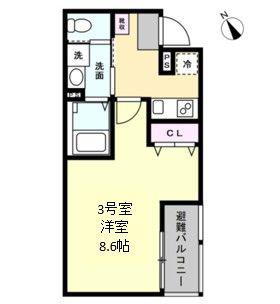 ベイルーム相模原清新セレーナ(1K/2階)の間取り写真
