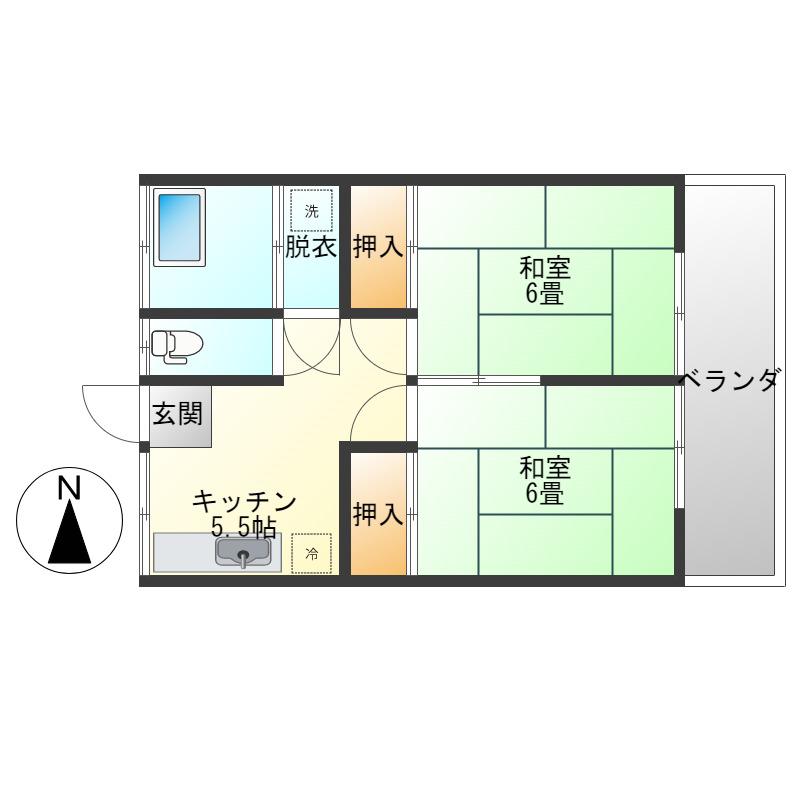 サンハイツ(2K/2階)の間取り写真