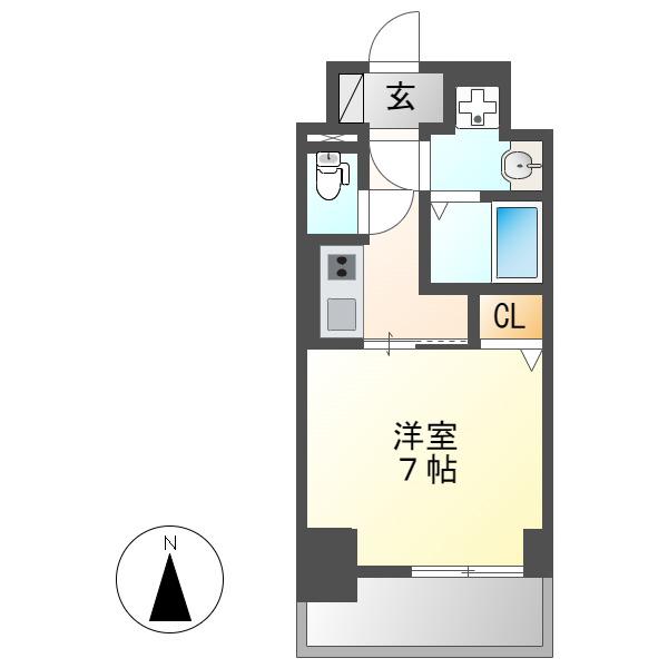 S-RESIDENCE浄心イースト(1K/9階)の間取り写真