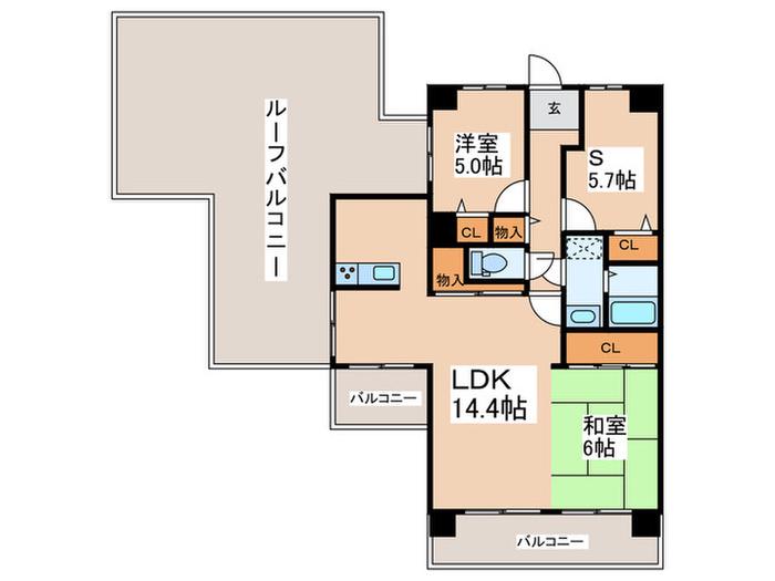 コスモ初芝(2SLDK/10階)の間取り写真