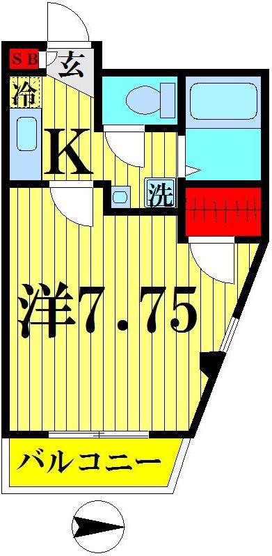 シャルマン草加III(1K/3階)の間取り写真
