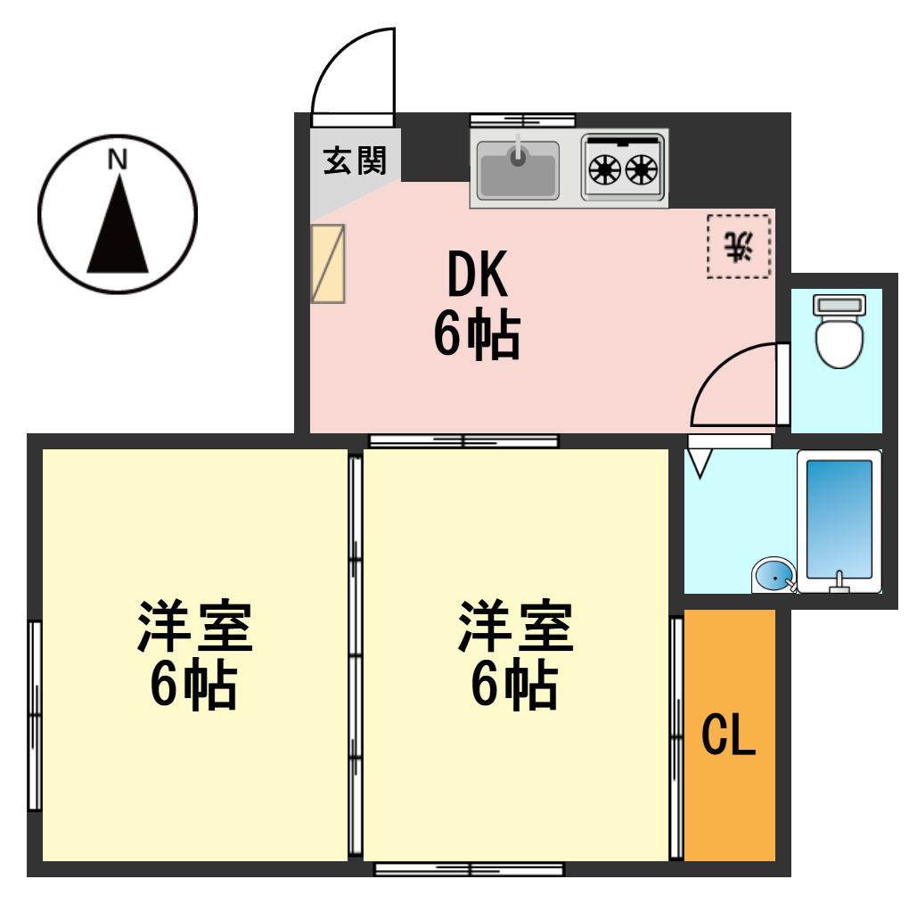 エリール青山(2DK/1階)の間取り写真