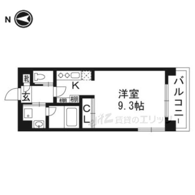 ランティエ茨木大手町(1K/3階)の間取り写真