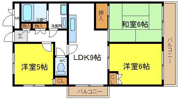 アクティ21(3LDK/4階)の間取り写真