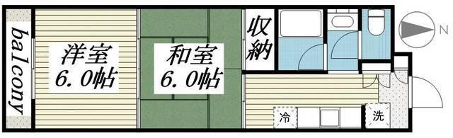 ジュネパレス相模原第01(2K/4階)の間取り写真