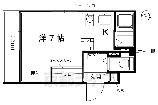 DETOM-1東福寺(ワンルーム/2階)の間取り写真
