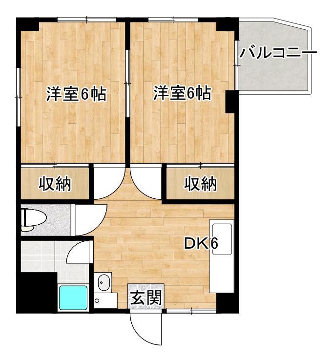 米田ビルII(2DK/3階)の間取り写真