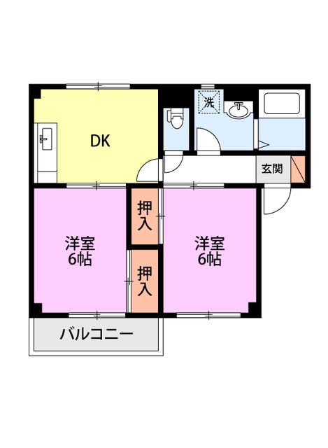 アストルI(2DK/1階)の間取り写真