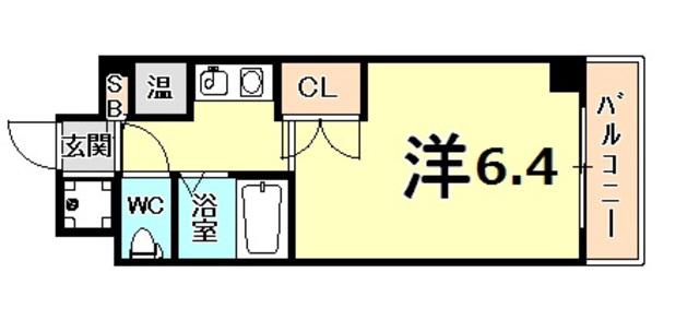 レジェンダリー武庫川(ワンルーム/2階)の間取り写真