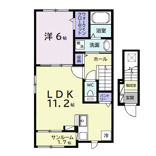 アネックス ワン(1LDK/2階)の間取り写真