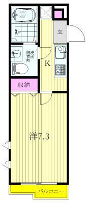 ヴェルデ東中野(1K/1階)の間取り写真