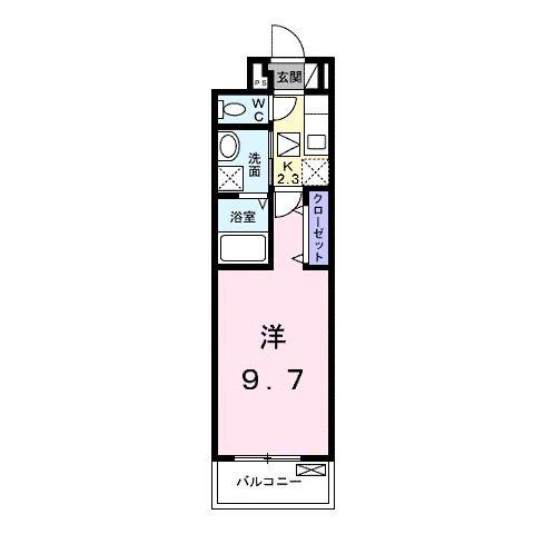 ヒルサイドIII(1K/1階)の間取り写真