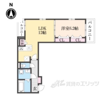 GL MINAKUCHI Ⅱ(1LDK/2階)の間取り写真