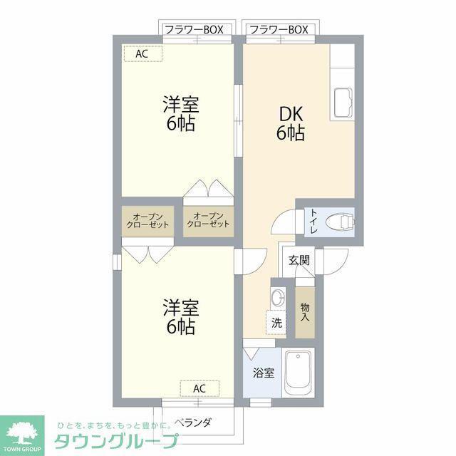 エステートガーデン川越(2DK/1階)の間取り写真