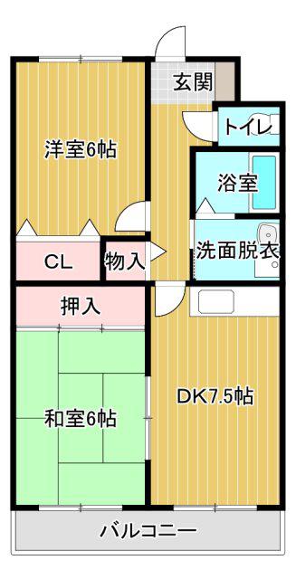 シュライン上島(2DK/3階)の間取り写真