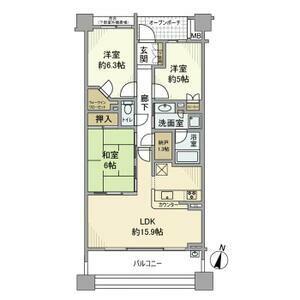 プラウド横浜鶴見市場(3LDK/6階)の間取り写真
