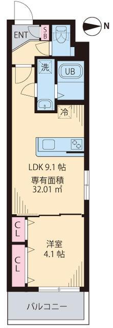 コルザKII(1LDK/6階)の間取り写真