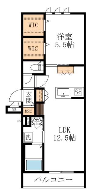 HEBELMAISON都筑 イースト(1LDK/2階)の間取り写真