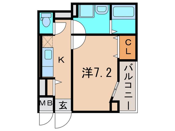 ピアチェーレ(1K/1階)の間取り写真