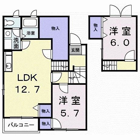 プリムローズA(2LDK/2階)の間取り写真