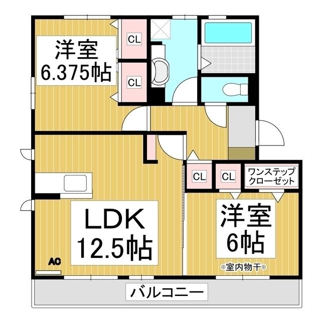 バン・ド・ソレイユ B棟(2LDK/3階)の間取り写真