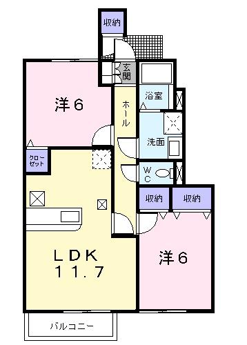 シティフォレスト82(2LDK/1階)の間取り写真