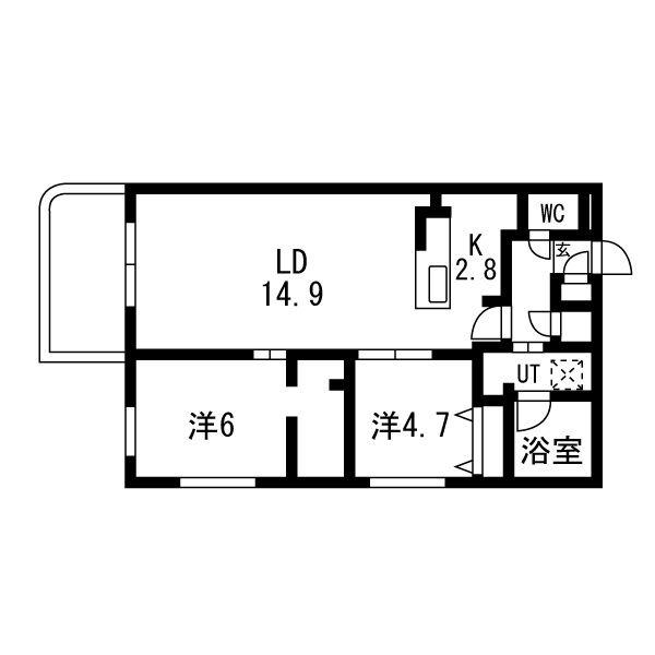 オリヴィオ南15西8(2LDK/1階)の間取り写真