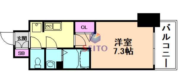 ララプレイス大阪福島プレッソ(1K/14階)の間取り写真