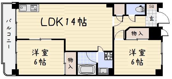 フェルト730(2LDK/7階)の間取り写真