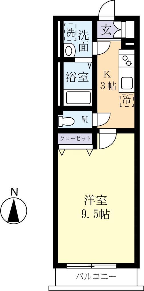 ルイ・キャーンズ(1K/4階)の間取り写真
