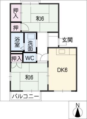 フレグランスちとせ(2DK/2階)の間取り写真