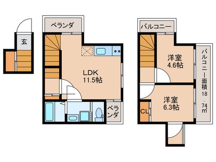 ガーデンテラスCASA(2LDK/2階)の間取り写真