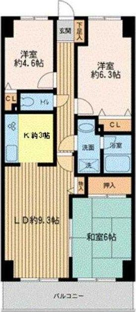 ガーデンシティ金沢文庫(2SLDK/8階)の間取り写真