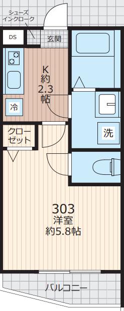エベラ大倉山(1K/3階)の間取り写真
