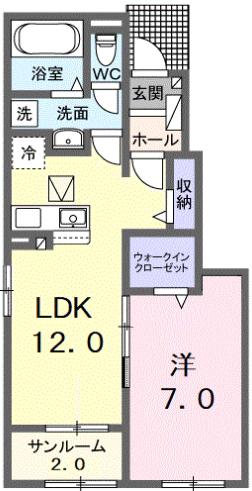 アーバンツリーⅠ(1LDK/1階)の間取り写真