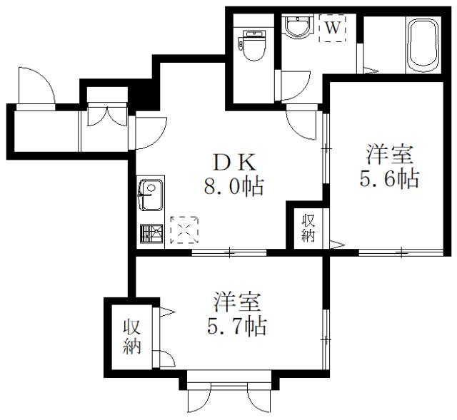 エメラルドハイツ(2DK/1階)の間取り写真