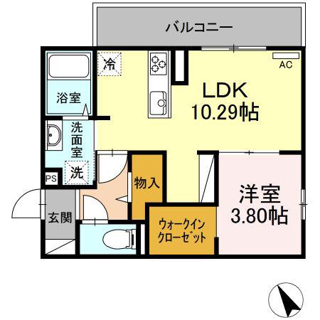 PARAS TOKUYAMA(1LDK/2階)の間取り写真