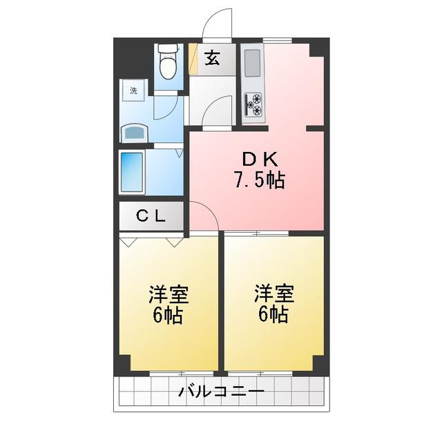 台和ビル(2DK/3階)の間取り写真