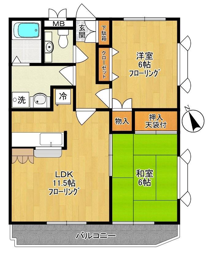 トゥインクルプラザ(2LDK/1階)の間取り写真