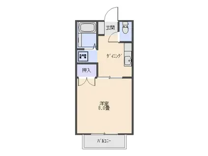 パークサイド小鹿(1K/2階)の間取り写真