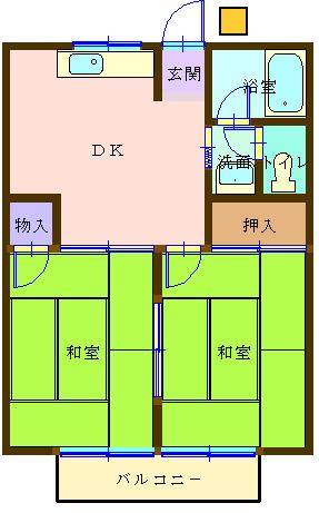 佐野アパート(2DK/1階)の間取り写真