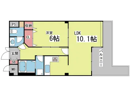 プレシオ六甲道(1LDK/5階)の間取り写真
