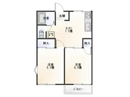 メゾン・ド・チェルシー壱番館(2DK/2階)の間取り写真